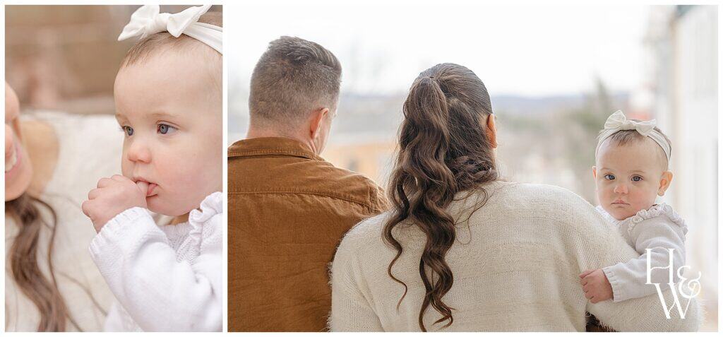 baby girl held by mom