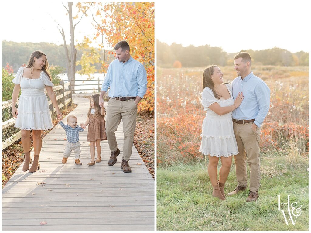 family walking at a park in Durham, New Hampshire
