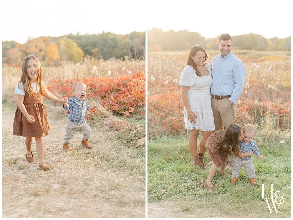 kids being kids during family photos in Durham, NH