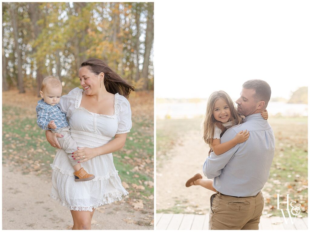 parents looking at kids adoringly during Durham, NH family photos