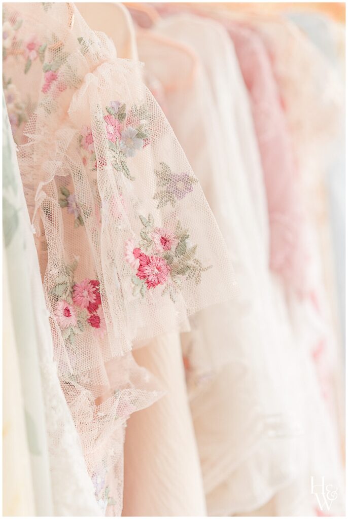 Collection of soft, floral dresses for family photos